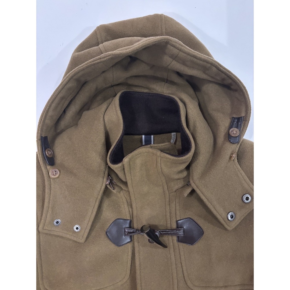 Cole Haan Men's Wool Blend Duffle Coat Small Removable Hood Fabric Made in Italy - Picture 7 of 16